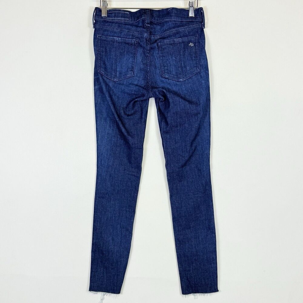 Rag & Bone Skinny Jeans Womens Sz 26 Blue Tonal River Dark Wash Raw Hem Ankle - Picture 4 of 8